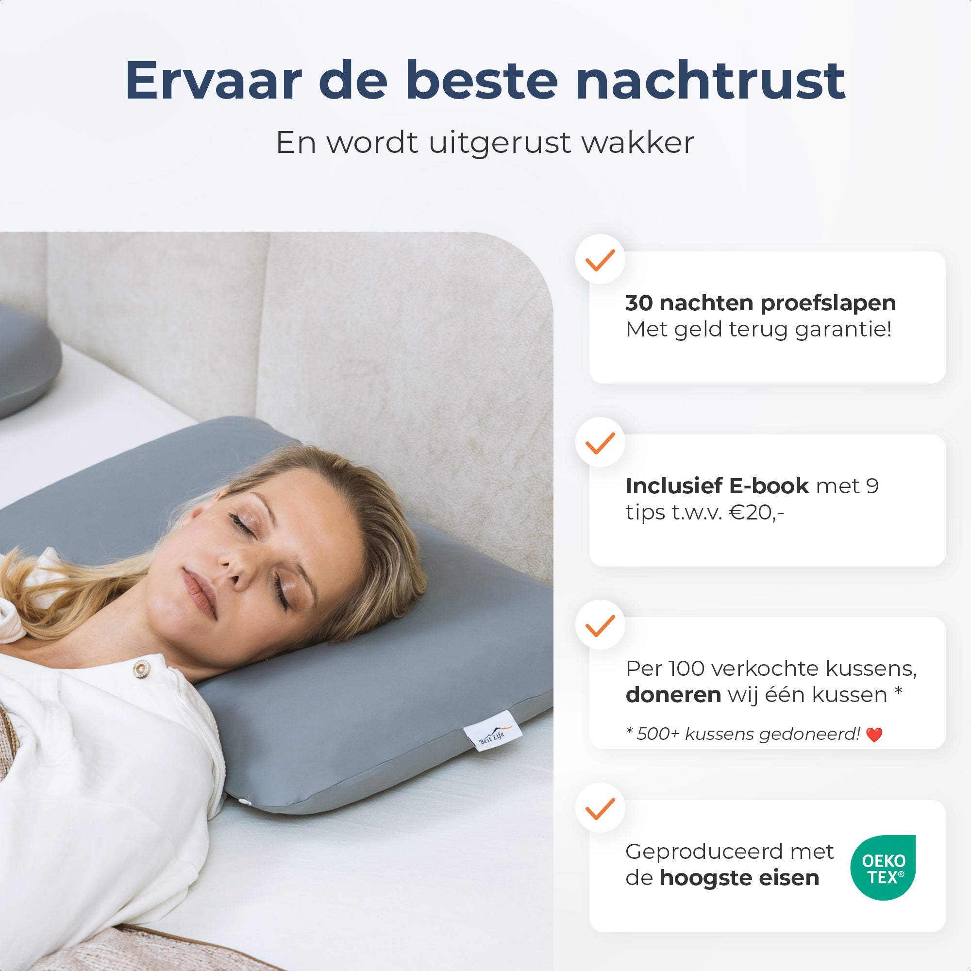 Nekkussen voor fauteuil - klein kussen - nekkussen - 100% wol - antislip achterkant (merinowol wit